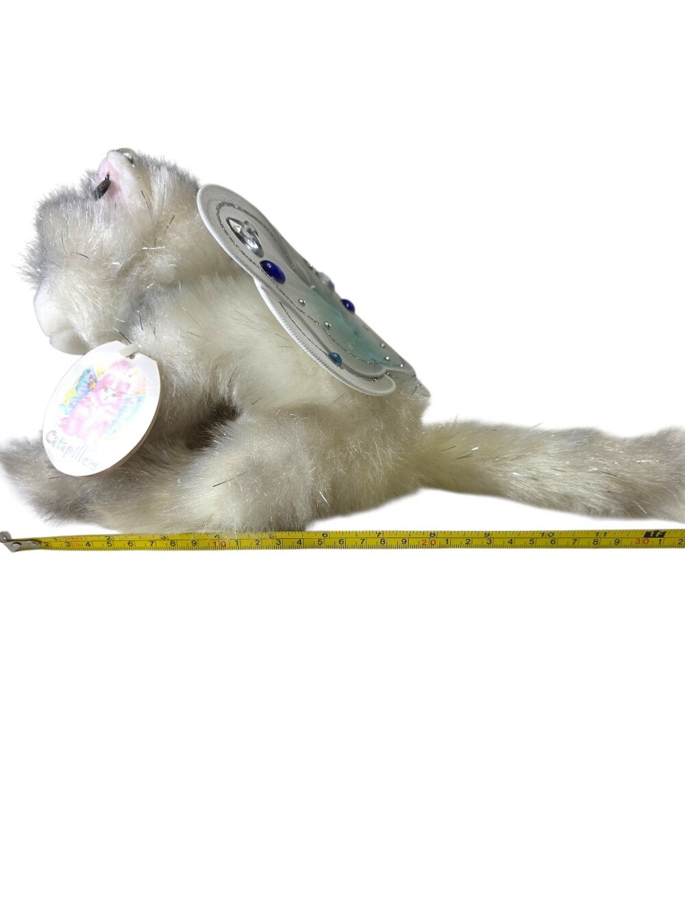 Vintage Catapillers Plush White Cat Toy with Pink Nose and Blue Eyes NWT - Picture 13 of 16